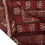 Turkmen Persian Rug 3x2 ft - Semi Antique Geometric, Turkmen Gul Dark Red, Burgundy, Crimson Hand Knotted | corner detail | SKU 110150
