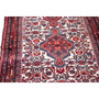 Hamadan Persian Rug 9'10" x 3'3" - Semi Antique Afshan Red, Blue Hand Knotted | pile detail | SKU 112979