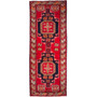 Ardabil Persian Rug 10x4 ft - Semi Antique Medallion (Toranj), Geometric Red, Navy Blue, Cream Hand Knotted | front view | SKU 112984