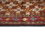 Turkmen Persian Rug 4'1" x 2'9" - Semi Antique Geometric Crimson, Navy Blue Hand Knotted | corner detail | SKU 110151