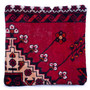 Ferdows Persian Rug 1x1 ft - Semi Antique Geometric, Tribal and Nomadic Red, Navy Blue, White Hand Knotted | corner detail | SKU 113043