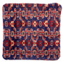 Ardabil Persian Rug 1x1 ft - Semi Antique Afshan (All-Over), Geometric Navy Blue, Madder Red, Cream Hand Knotted | detail view | SKU 113044