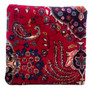 Mashad Persian Rug 1'8" x 1'8" - Semi Antique Medallion Crimson, Ultramarine Hand Knotted | detail view | SKU 113045