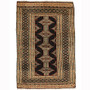 Turkmen Persian Rug 3'5" x 2'4" - Semi Antique Geometric Crimson, Navy Blue Hand Knotted | front view | SKU 110153