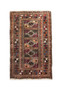 Turkmen Persian Rug 3'5" x 2'4" - Semi Antique Geometric Crimson, Navy Blue Hand Knotted | detail view | SKU 110153