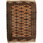 Turkmen Persian Rug 3'9" x 2'9" - Semi Antique Geometric Crimson, Navy Blue Hand Knotted | front view | SKU 110155