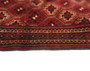 Turkmen Persian Rug 4x2 ft - Semi Antique Geometric, Turkmen Gul Dark Red, Madder Red, Navy Blue Hand Knotted | corner detail | SKU 110156