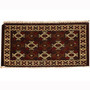 Turkmen Persian Rug 2x1 ft - Semi Antique Geometric Crimson, Navy Blue Hand Knotted | front view | SKU 110158
