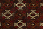 Turkmen Persian Rug 2x1 ft - Semi Antique Geometric, Turkmen Gul Dark Red, Cream, Brown Hand Knotted | back view | SKU 110158