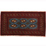 Turkmen Persian Rug 3x1 ft - Semi Antique Geometric Crimson, Navy Blue Hand Knotted | front view | SKU 110160