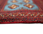 Turkmen Persian Rug 3x1 ft - Semi Antique Geometric, Turkmen Gul Dark Red, Navy Blue, Cream Hand Knotted | corner detail | SKU 110160