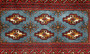 Turkmen Persian Rug 3x1 ft - Semi Antique Geometric, Turkmen Gul Dark Red, Navy Blue, Cream Hand Knotted | detail view | SKU 110160