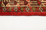 Turkmen Persian Rug 2x1 ft - Semi Antique Geometric Crimson, Navy Blue Hand Knotted | corner detail | SKU 110161