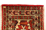 Turkmen Persian Rug 2x1 ft - Semi Antique Geometric Crimson, Navy Blue Hand Knotted | side view | SKU 110161