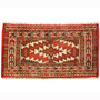 Turkmen Persian Rug 2'7" x 1'5" - Semi Antique Geometric Crimson, Navy Blue Hand Knotted | front view | SKU 110162