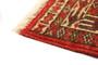 Turkmen Persian Rug 2'7" x 1'5" - Semi Antique Geometric Crimson, Navy Blue Hand Knotted | corner detail | SKU 110162
