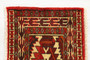 Turkmen Persian Rug 2'7" x 1'5" - Semi Antique Geometric Crimson, Navy Blue Hand Knotted | back view | SKU 110162