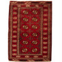 Turkmen Persian Rug 2'11" x 1'12" - Semi Antique Geometric Crimson, Navy Blue Hand Knotted | texture detail | SKU 110163