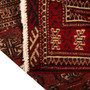 Turkmen Persian Rug 2x1 ft - Semi Antique Geometric, Turkmen Gul Madder Red, Burgundy, Cream Hand Knotted | corner detail | SKU 110163