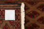Turkmen Persian Rug 2'7" x 1'4" - Semi Antique Geometric Crimson, Navy Blue Hand Knotted | corner detail | SKU 110166