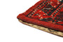 Turkmen Persian Rug 2'8" x 1'7" - Semi Antique Geometric Crimson, Navy Blue Hand Knotted | corner detail | SKU 110168