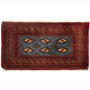 Turkmen Persian Rug 3x1 ft - Semi Antique Geometric Crimson, Navy Blue Hand Knotted | front view | SKU 110172