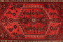 Zanjan Persian Rug 6'7" x 4'1" - Semi Antique Medallion Navy Blue, Crimson Hand Knotted | back view | SKU 110201