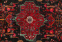 Nahavand Persian Rug 10'10" x 5'1" - Semi Antique Medallion Navy Blue, Red Hand Knotted | back view | SKU 110203