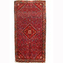 Hamadan Persian Rug 9'8" x 4'10" - Semi Antique Afshan Red, Blue Hand Knotted | front view | SKU 110204