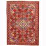 Mahabad Persian Rug 9'11" x 6'11" - Semi Antique Geometric Red, Blue Hand Knotted | front view | SKU 110205