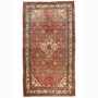 Hamadan Persian Rug 9x5 ft - Semi Antique Afshan Red, Blue Hand Knotted | front view | SKU 110206