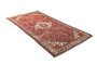 Hamadan Persian Rug 9'8" x 5'5" - Semi Antique Afshan Red, Blue Hand Knotted | pile detail | SKU 110207