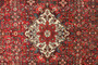 Hamadan Persian Rug 9'8" x 5'5" - Semi Antique Afshan Red, Blue Hand Knotted | back view | SKU 110207