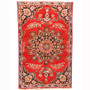 Zanjan Persian Rug 6x3 ft - Semi Antique Medallion Navy Blue, Crimson Hand Knotted | front view | SKU 110211