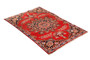 Zanjan Persian Rug 6'1" x 3'11" - Semi Antique Medallion Navy Blue, Crimson Hand Knotted | full view | SKU 110211