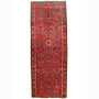 Hamadan Persian Rug 10'10" x 3'7" - Semi Antique Afshan Red, Blue Hand Knotted | front view | SKU 110215