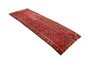 Hamadan Persian Rug 10'10" x 3'7" - Semi Antique Afshan Red, Blue Hand Knotted | corner detail | SKU 110215
