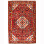 Borchelu Persian Rug 7x4 ft - Semi Antique Medallion Camel, Blue Hand Knotted | front view | SKU 110216