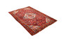 Borchelu Persian Rug 7x4 ft - Semi Antique Medallion Camel, Blue Hand Knotted | detail view | SKU 110216