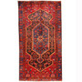Zanjan Persian Rug 8'10" x 4'7" - Semi Antique Medallion Navy Blue, Crimson Hand Knotted | front view | SKU 110222