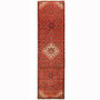 Hamadan Persian Rug 10x2 ft - Semi Antique Afshan Red, Blue Hand Knotted | front view | SKU 110223