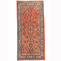 Sarouk Persian Rug 10'0" x 4'7" - Semi Antique Medallion Red, Blue Hand Knotted | front view | SKU 110224