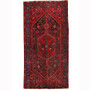 Zanjan Persian Rug 9'3" x 4'9" - Semi Antique Medallion Navy Blue, Crimson Hand Knotted | front view | SKU 110226