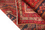 Ardabil Persian Rug 10x4 ft - Semi Antique Medallion Toranj, Geometric Madder Red, Brick Red, Navy Blue Hand Knotted | side view | SKU 110229