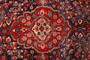 Jozan Persian Rug 9'6" x 5'10" - Semi Antique Medallion Red, Blue Hand Knotted | side view | SKU 110230