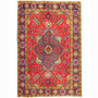 Tabriz Persian Rug 6'6" x 4'8" - Semi Antique Medallion Red, Cream Hand Knotted | front view | SKU 110233