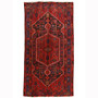 Kazvin Persian Rug 9'2" x 4'9" - Semi Antique Medallion Red, Blue Hand Knotted | front view | SKU 110235