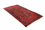 Qazvin Persian Rug 9x4 ft - Semi Antique Medallion (Toranj), Herati (Mahi) Madder Red, Navy Blue, Dark Red Hand Knotted | detail view | SKU 110235