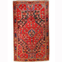 Zanjan Persian Rug 7x4 ft - Semi Antique Medallion Navy Blue, Crimson Hand Knotted | front view | SKU 110237