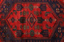 Zanjan Persian Rug 5x2 ft - Semi Antique Medallion (Toranj), Geometric Madder Red, Navy Blue, Black Hand Knotted | corner detail | SKU 110238